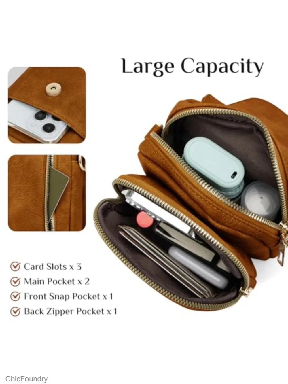 Small Crossbody Bag with Card Holder Anti Theft Leather Travel Wallet